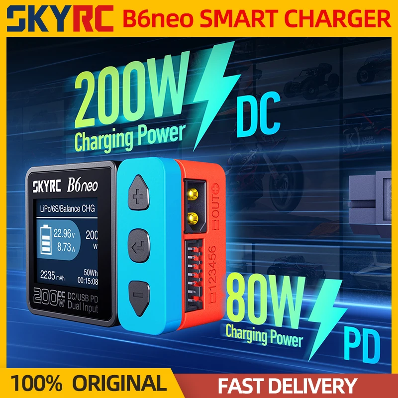 SKYRC B6neo Smart Charger LiPo Battery Balance Charger Discharger DC200W PD80W For RC Model Car Boat Airplane Drone Quadcopter