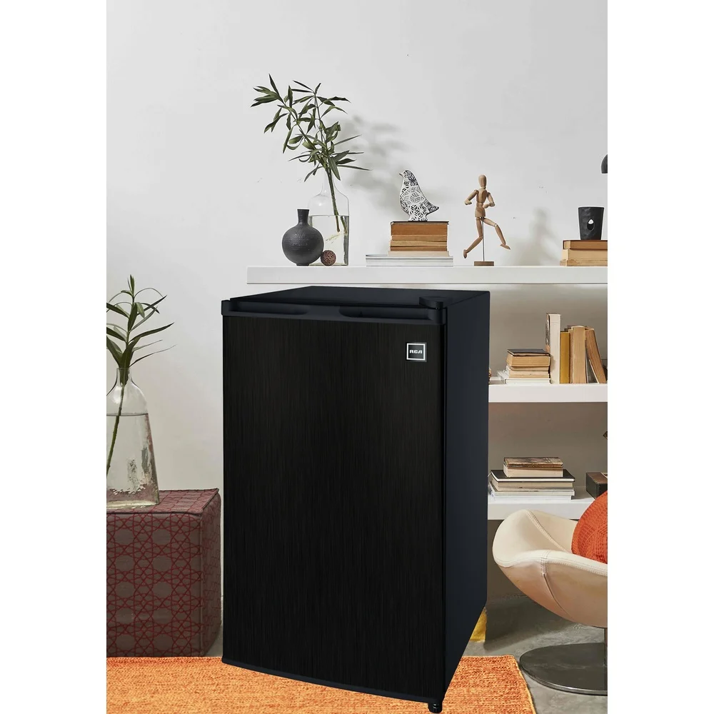 3,2 Cu Ft minikoelkast Zwart roestvrij staal Energiezuinige aanrechtkoelkast met vriezer Kandispenser Omkeerbare deur