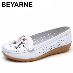 BEYARNE scarpe da donna appartamenti mocassini mocassini Sneaker vera pelle Oxford madre signore Air Mesh Fashion Casual ShoesE196