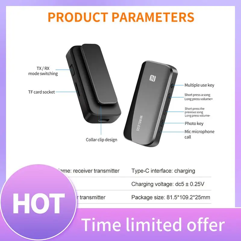 B68A Bluetooth 5.0 Transmitter Receiver NFC TF Card EDR Wireless Adapter Dongle 3.5Mm AUX For TV PC Car Stereo HIFI Audio