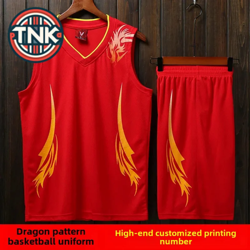 

Customized Dragon Pattern Basketball Jersey Suit For Men Women Training Competition Team Uniform Children's Basketball Shirt