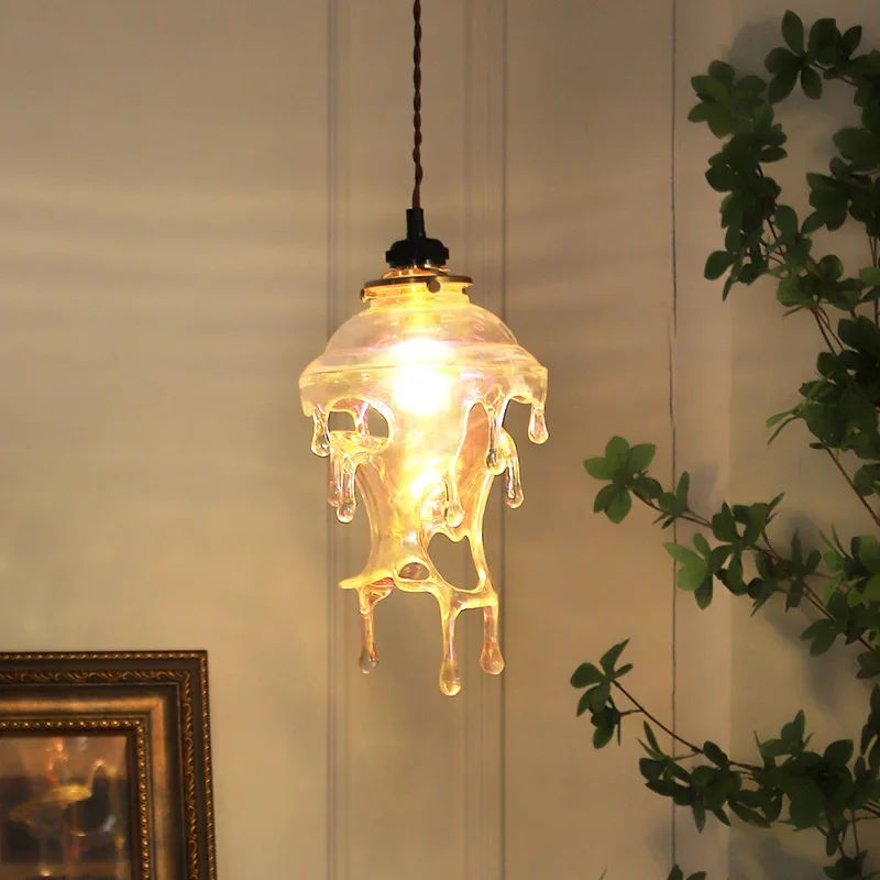 

Nordic Creative Colorful Resin LED Chandelier Melting Candle Design Pendant Lights Living Bedroom Hotel Restaurant Hanging Lamps