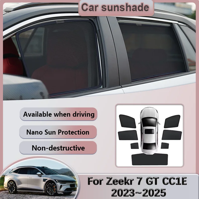 Car Sunshade For Zeekr 7 GT CC1E 2023~2025 Windshield Privacy Mesh Curtain Heat Insulation Sunscreen Auti-UV Visors Accessories