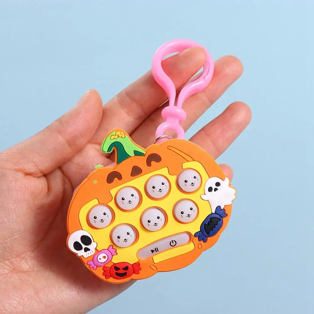 Game Keyring Mini Whack-a-Mole Machine Hallowmas Quick Press Handheld Game Machine Keychain Music Cartoon Quick Push Bubble Game