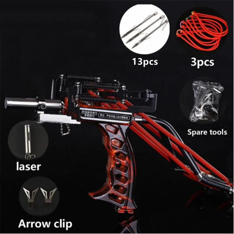 Imagem -03 - New Outdoor Archery Caça Slingshot Catapulta com 13 Pcs Arrowhead Camping Equipamento de Pesca com Alta Precisão Laser Vermelho