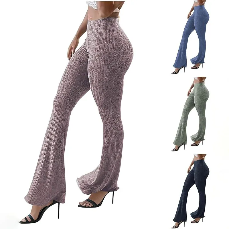 

High Waist Slim Elastic Flare Pants Women Sexy Solid Tight Leggings Woman Sport Fitness Yoga Trousers Female Fashion Streetwear