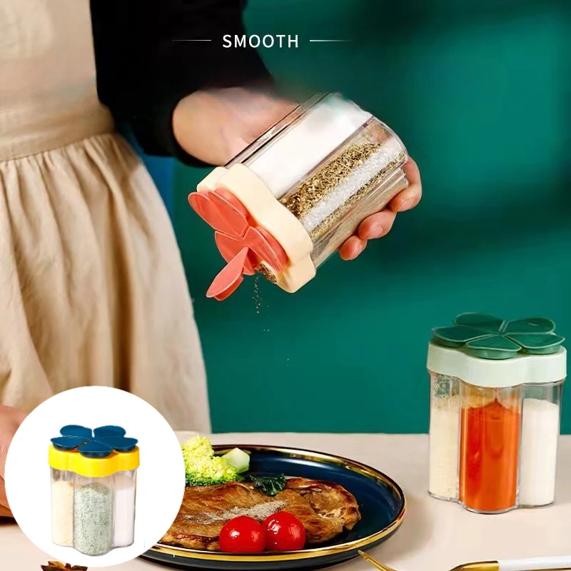 5-in-1 Seasoning Jar Airtight Travel Spice Container Clear Easy Cleaning Portable Convenient Seasoning Container Camping Gadget