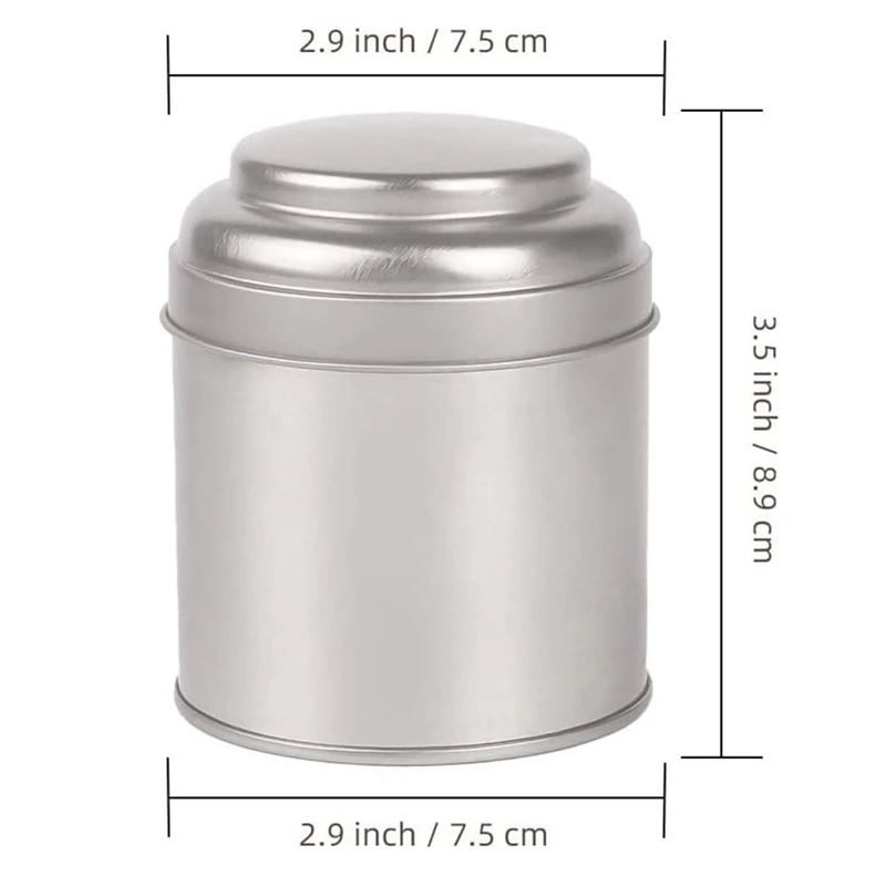 6Pcs Tea Tins Canister With Airtight Double Lids,Mini Tin Can Box And Small Round Kitchen Canisters For Tea