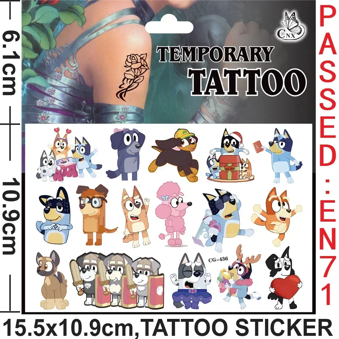 Blueys-pegatina de dibujos animados de Anime para niños, lindo tatuaje temporal impermeable, fiesta, juguetes para niños, regalos de cumpleaños,