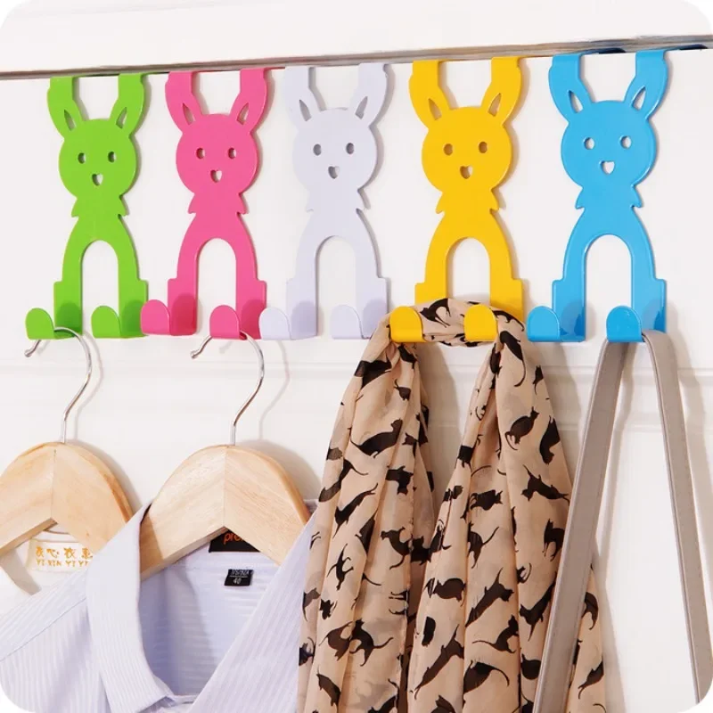 Cartoon Rabbit Door Back Hook Creative Nail Free Clothes Hanger Behind The Door Clothes Hook on The Rack Door Multiple Colors