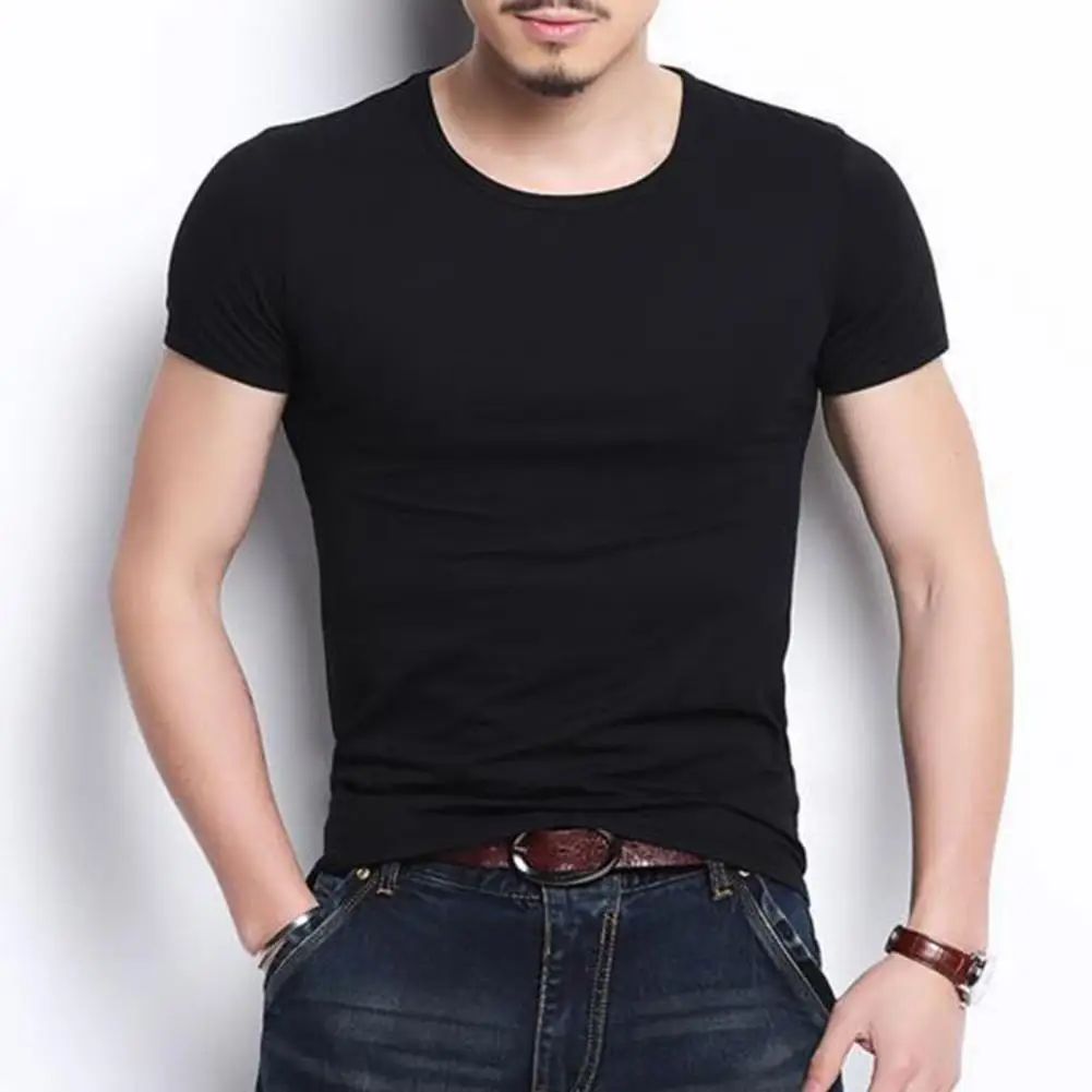 2024 Men\'s Summer T-Shirt Cotton O-Neck V Neck Solid Color Short Sleeve T-shirt for Male T shirts Man Pullover Tops Tees Tshirt