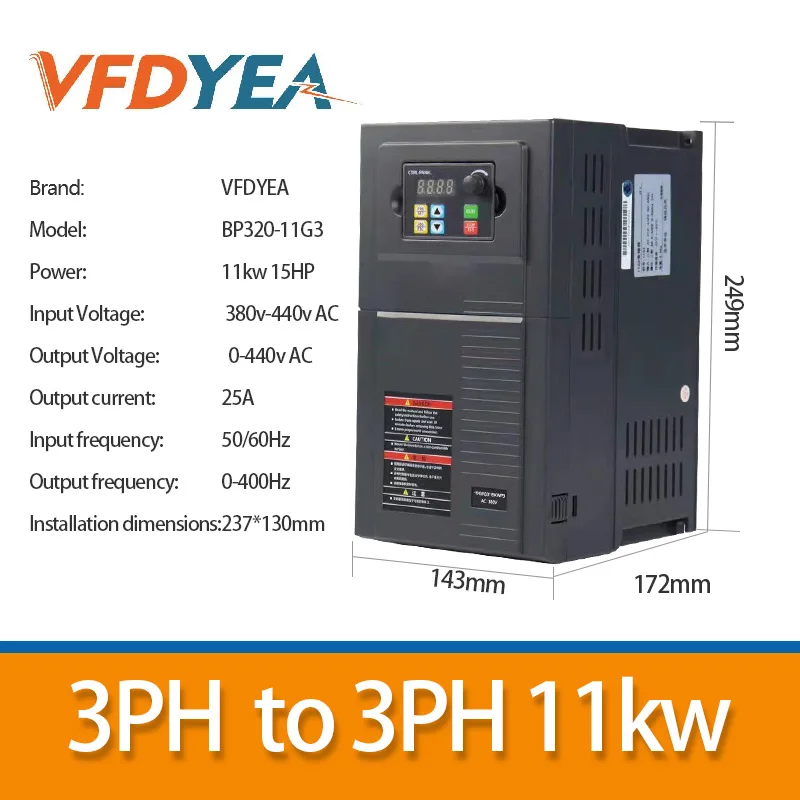 

VFD Motor speed controller 380v 3 phase 11KW Variable Frequency Drive