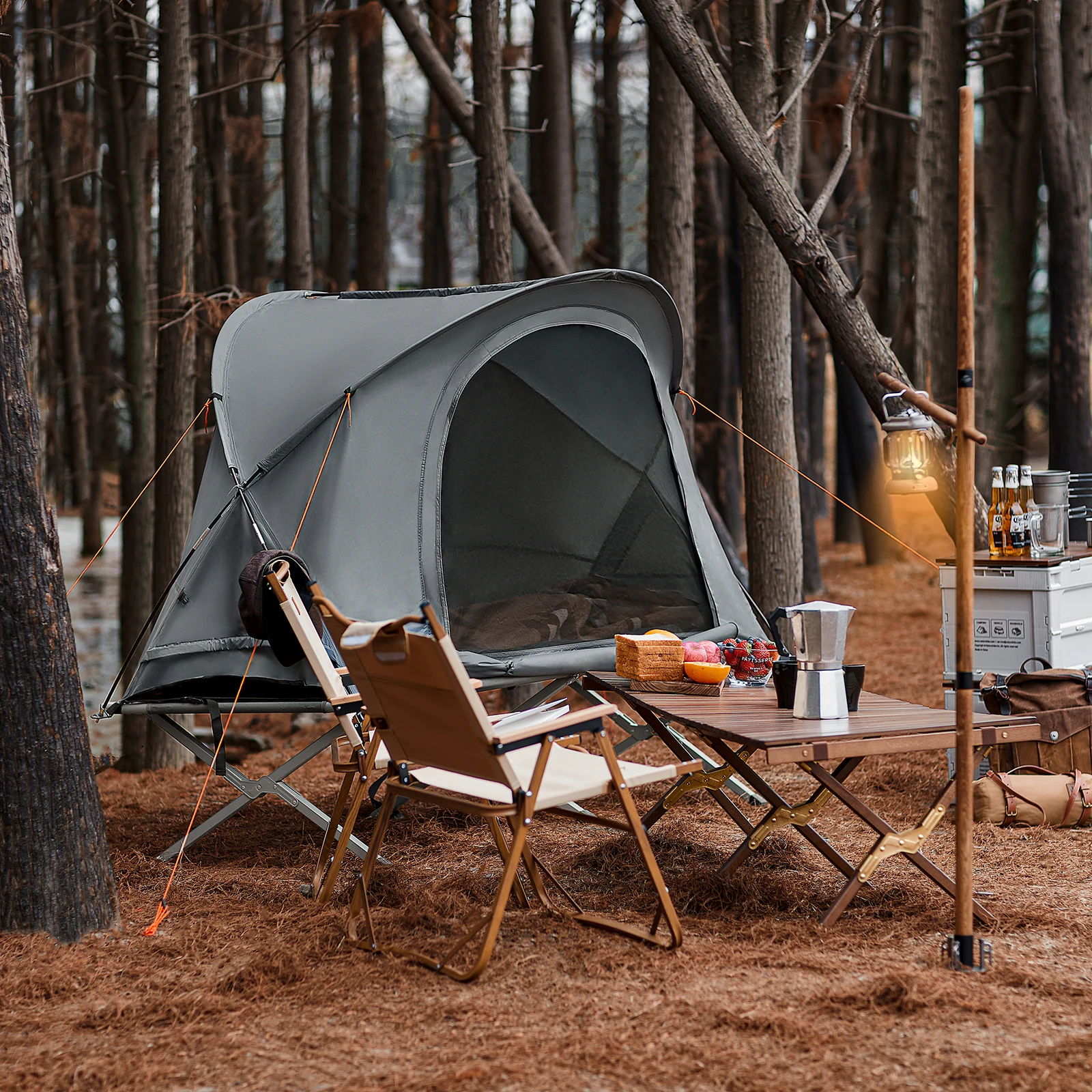 SoBuy OGS60-HG Cuna con tienda de campaña 4 en 1 con tumbona de camping, saco de dormir, colchón y accesorios