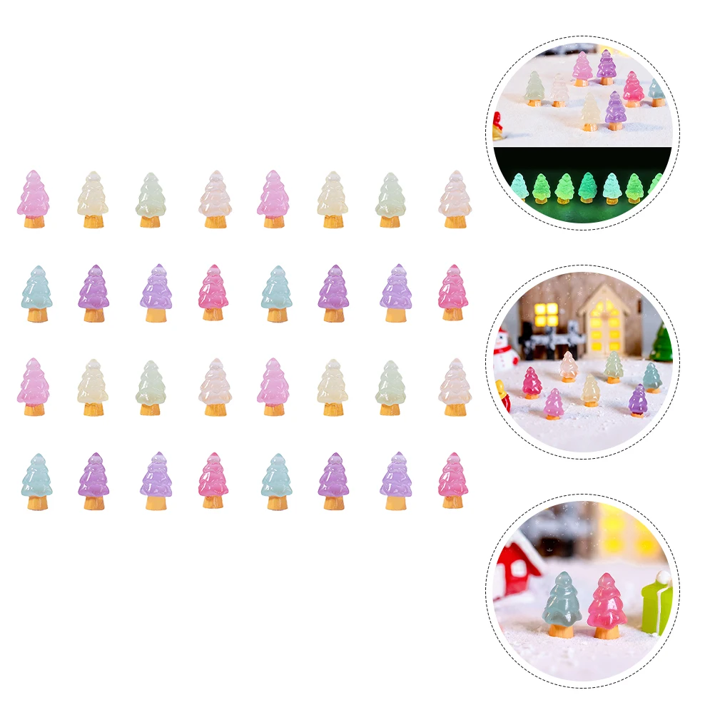

32 Pcs Christmas Tree Decorations Tiny Mini Xmas Ornaments Holiday Figurines Decors Resin Miniature Plant