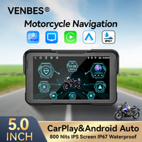 VENBES 5‘’ Motorcycle Carplay Navigation Android Auto Motor IPS Screen IP67 Easy to Install Universal