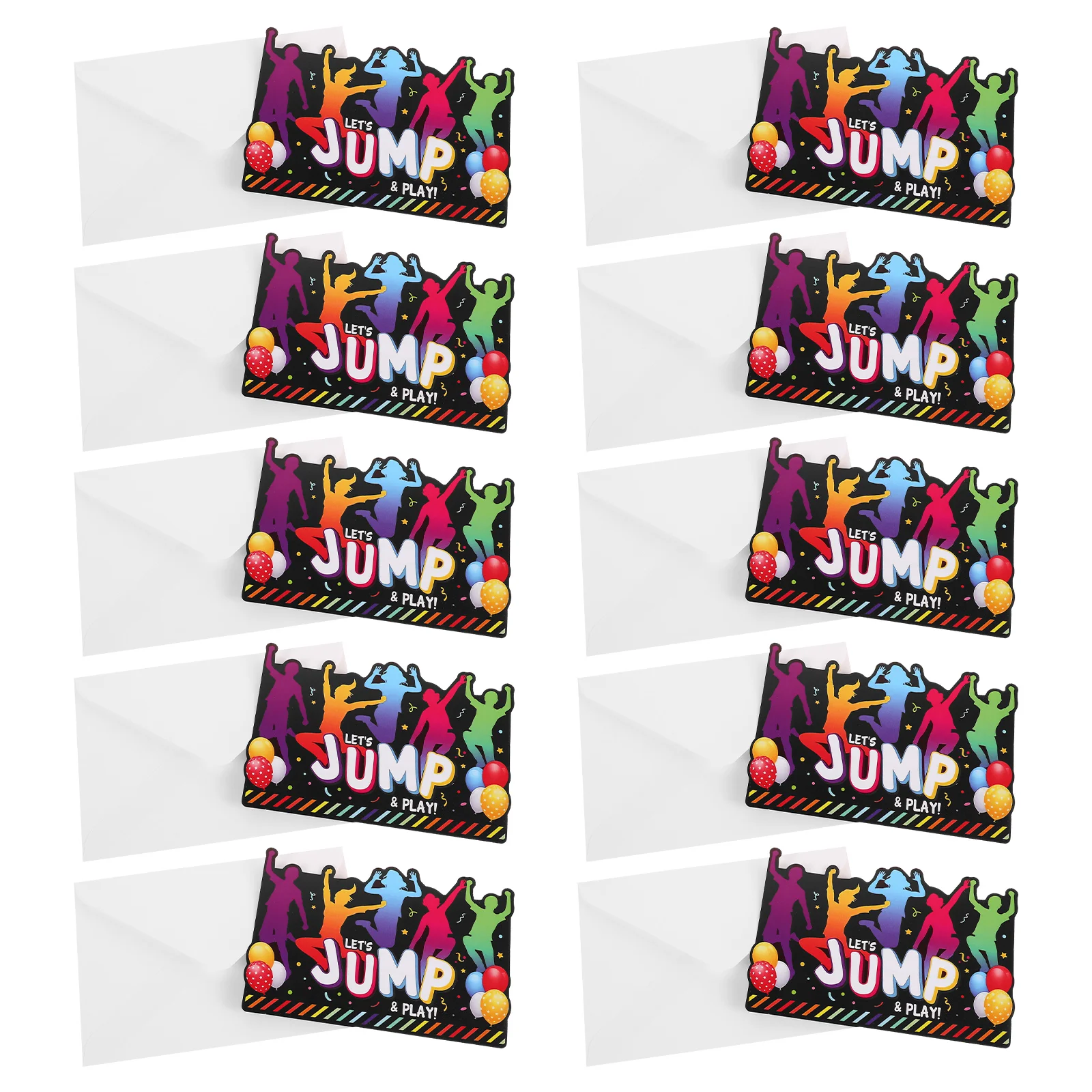 

12 Sets Jumping Theme Party Invitation Cards Boys Girls Birthday Cardstock Fun Design Festive Event Trampoline