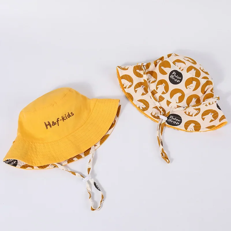 Double Sided Baby Bucket Hat Cute Letter Embroidered Children Boys Girls Fisherman Panama Cap Summer Outdoor Kids Sun Hat