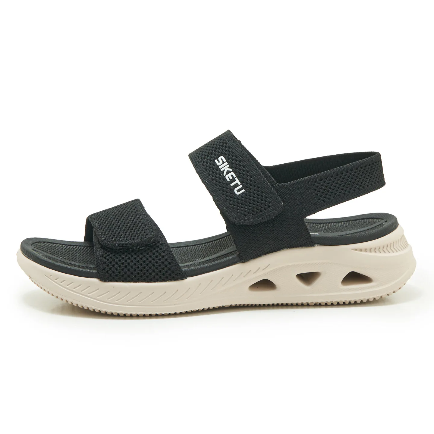 

Pink Breathable Knit Sport Sandals For Women With Adjustable Hook And Loop Straps And Wedge Sole Comfortable Casual Outdoor And