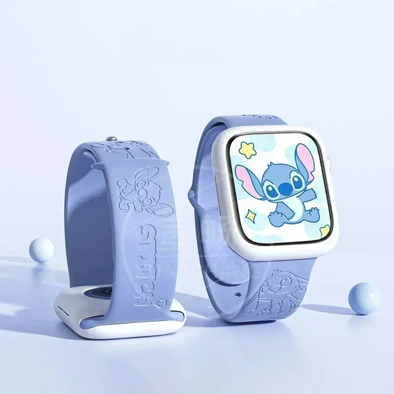 

popular cute Stitch Strap for Apple Watch Band 38mm 40mm 41mm 42mm 43mm 44mm Anime Silicone Sports Bracelet IWatch 8 Ultra new