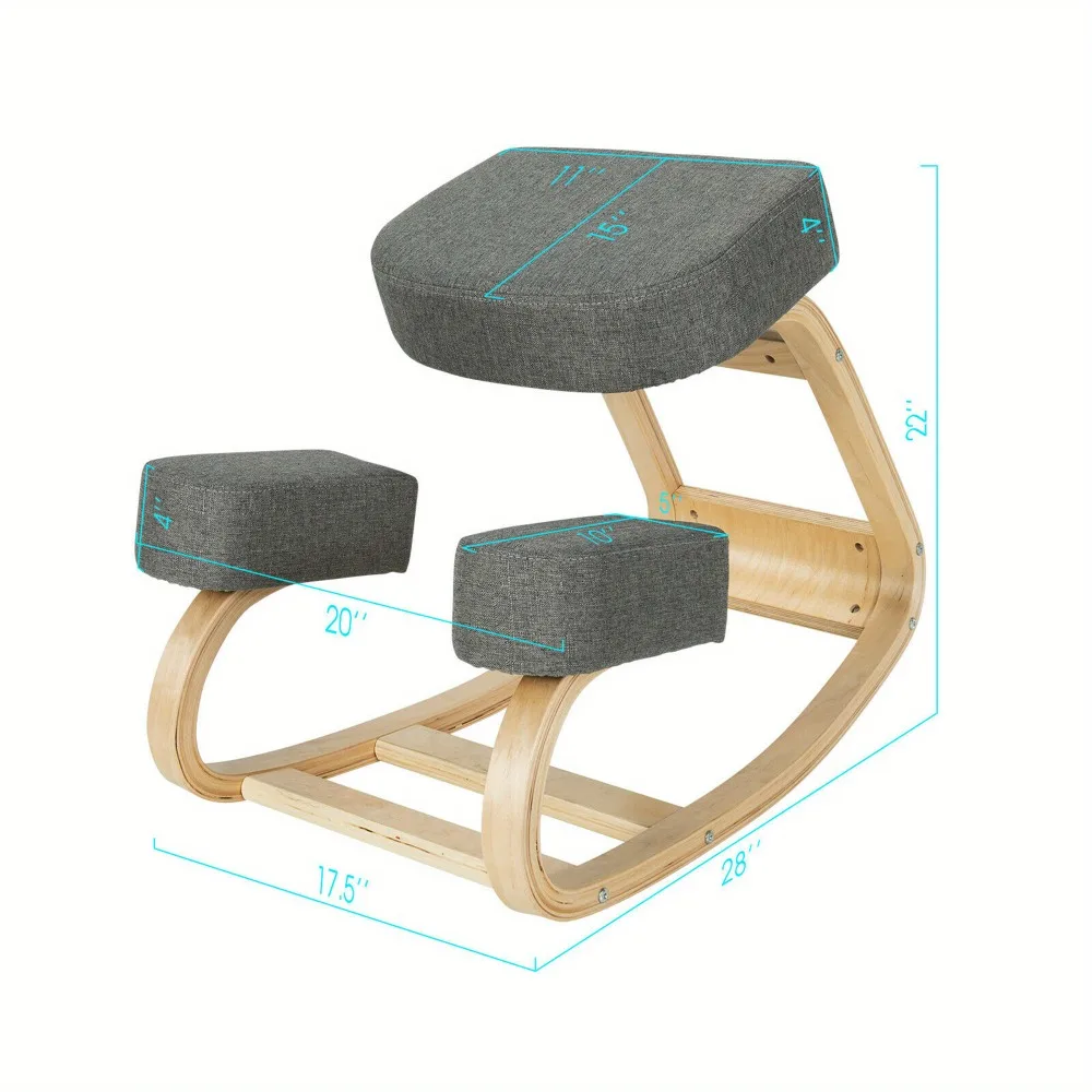

Gymax Ergonomic Kneeling Chair Rocking Stool Upright Posture Office Furniture Grey