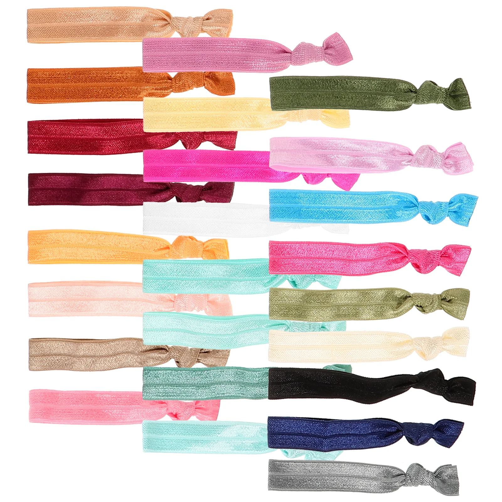 25개 색상 머리끈 탄력 리본 포니테일 홀더 무자국 헤어 액세서리 소녀용 일상 착용 메이크업 세안용