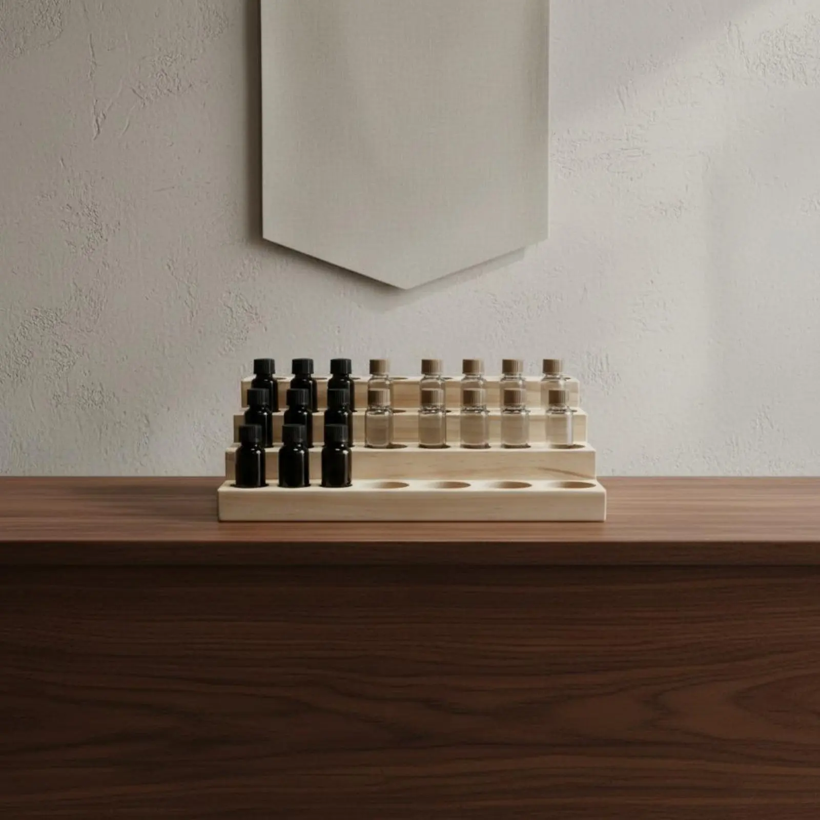 Essential Oil Display Stand Handmade 4 Tier Essential Oil Shelf Wooden Bottle Organizer Tabletop Home Storage No Tools Needed view 4