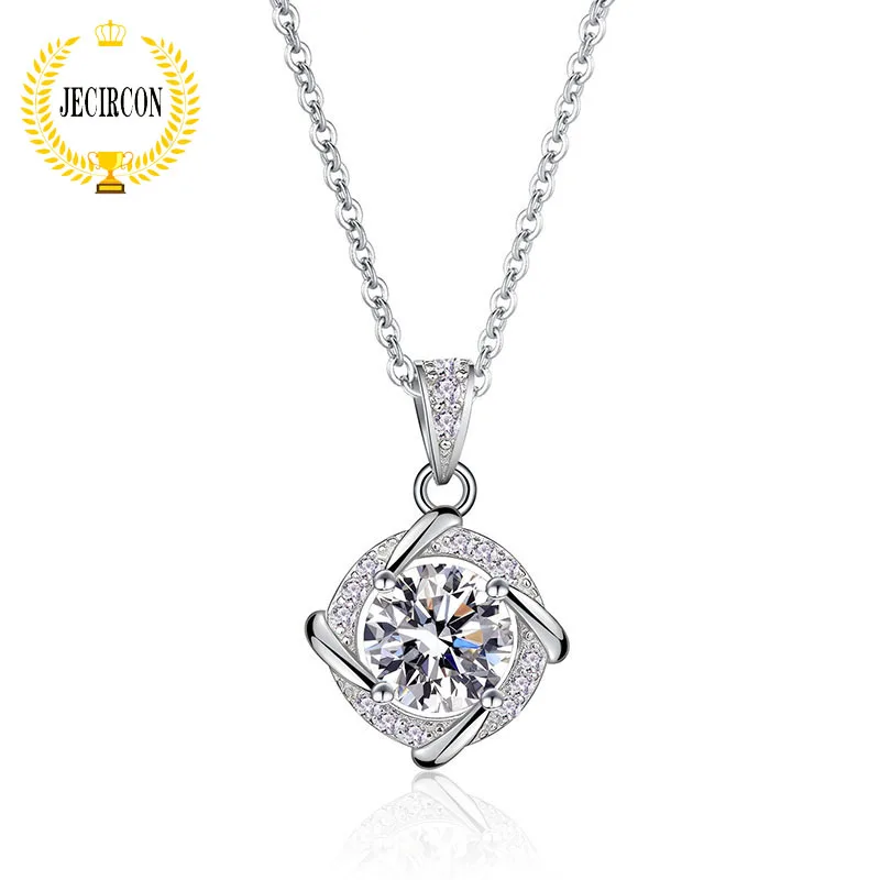 

JECIRCON 925 Sterling Silver Necklace for Women New Creative Dream Windmill 0.5/1 Carat Moissanite Pendant Girls' Clavicle Chain