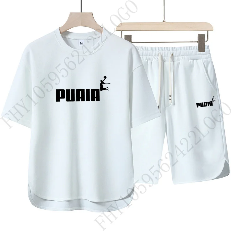 

New men's 2026 summer fashionable casual round neck set, outdoor comfortable top casual sports shorts two-piece set