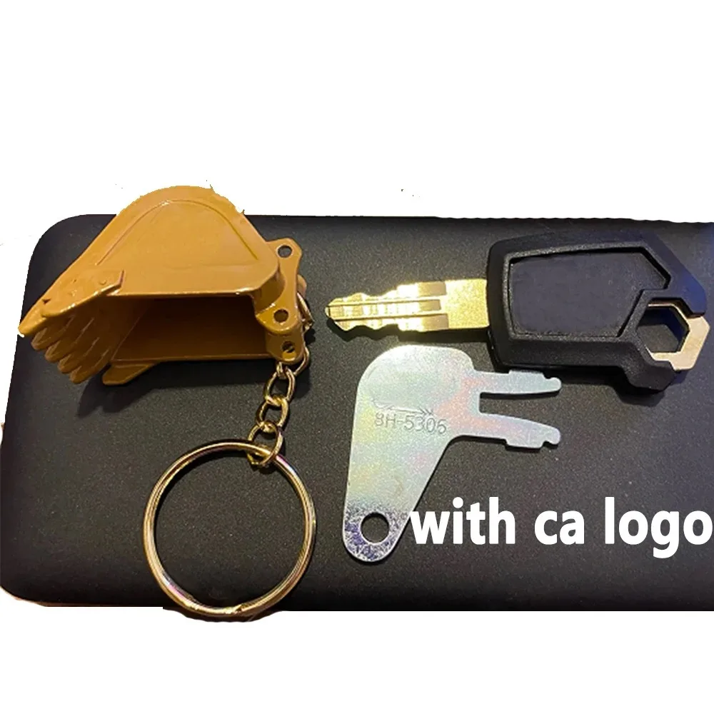 8H5306 5P8500 For Excavator Heavy Equipment Keychain F0002 Ignition Key with Bucket Key Chain