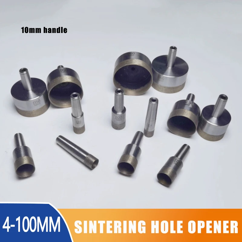 1pcs Shank 10mm Diamond Powder Sintered Drill Bit Hole Opener Diameter 4mm-100mm For Glass/Ceramic/Marble Tile Drilling Cutting