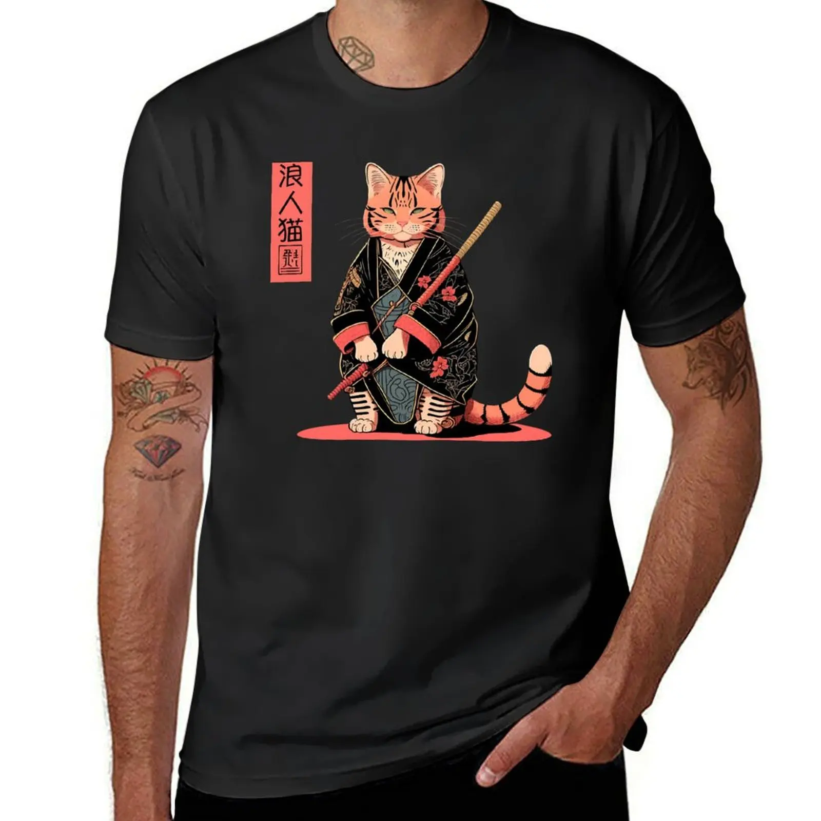 

Ronin Cat 3 T-Shirt vintage korean fashion Funny t-shirts mens t shirt