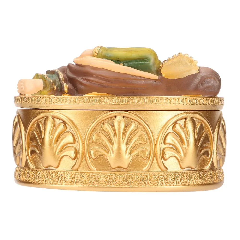2pcs Resin Rosary Jewelry Box Hand-Painted Gold Catholic Decorative Box Exquisite Workmanship 5.8 Inches Religious Gift Box