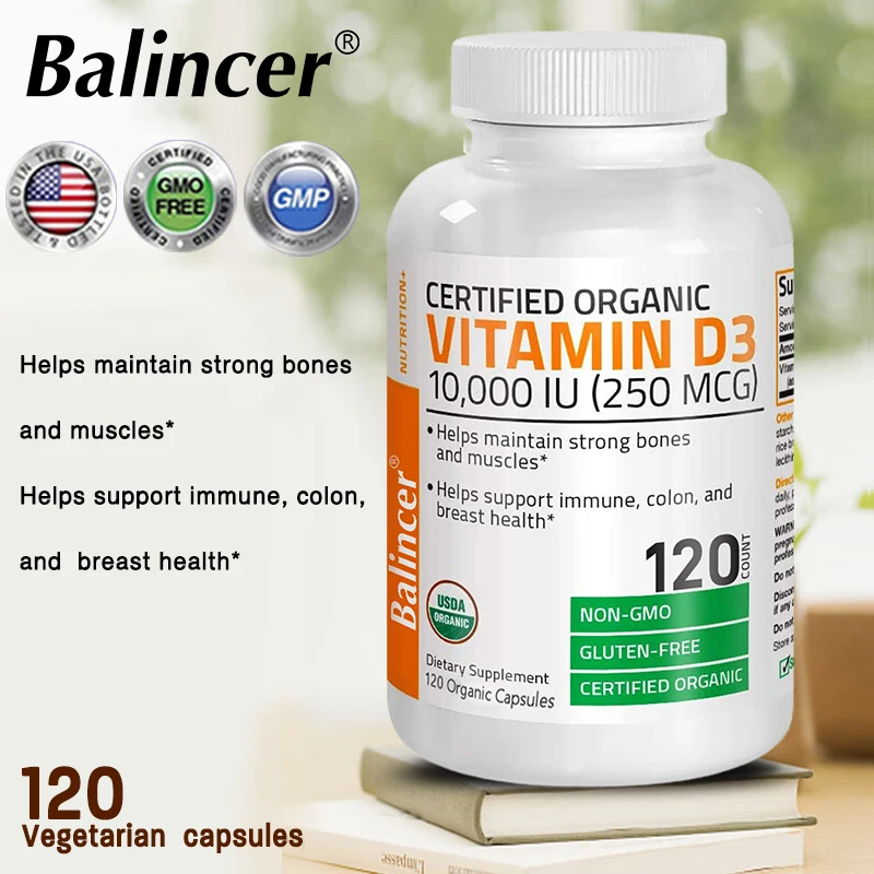 

Vitamin D3 10,000 IU (250 Mcg) Immune Support, Healthy Muscle Function and Bone Health, Non-GMO