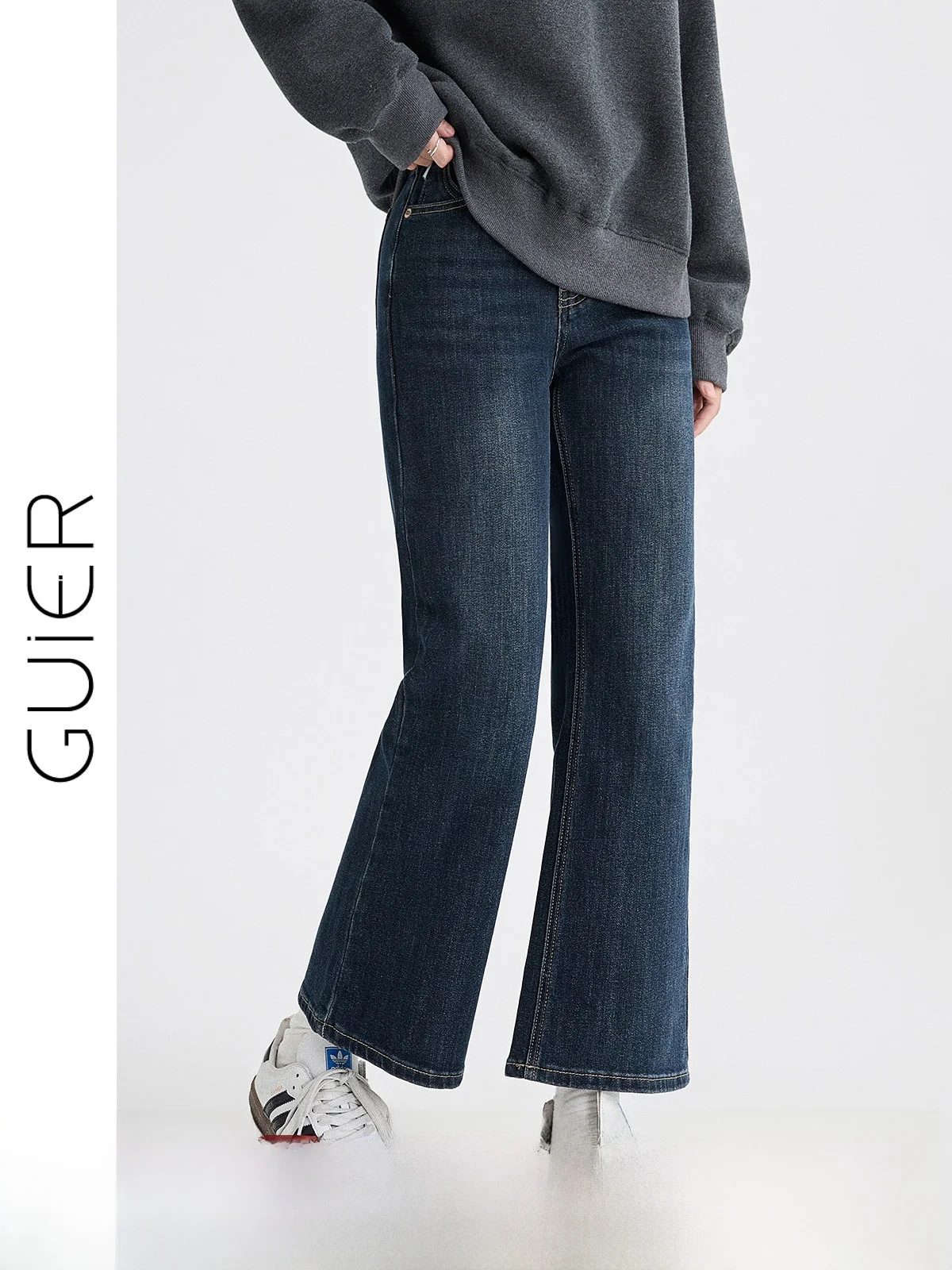 

High Waist Slim Fit Flare Jeans Women's Spring 2026 New Sle Guier Small Size Micro Flare Denim Pants Retro Pure Color