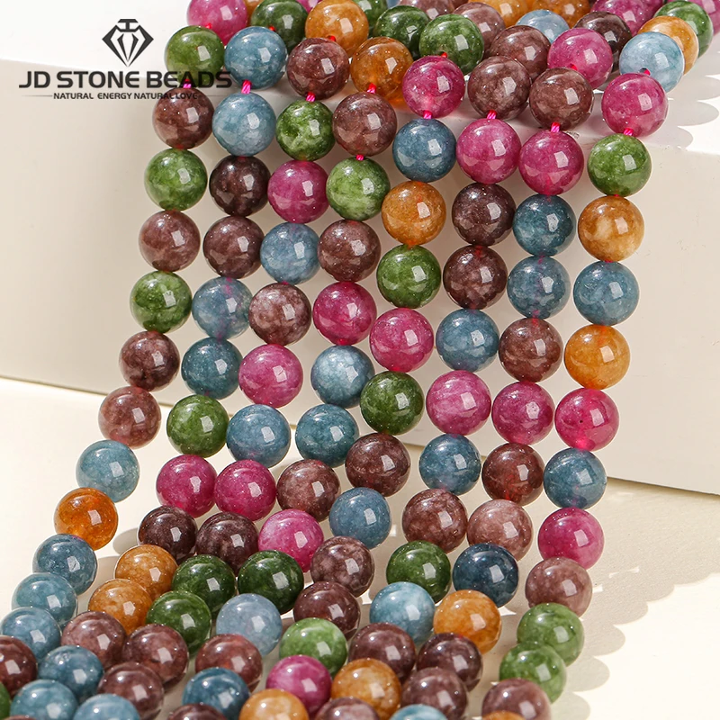 

4 6 8 10mm Dyed Color Quality Tourmaline Chalcedony Round Loose Spacer Bead For Jewelry Making Diy Necklace Bracelet Accessory