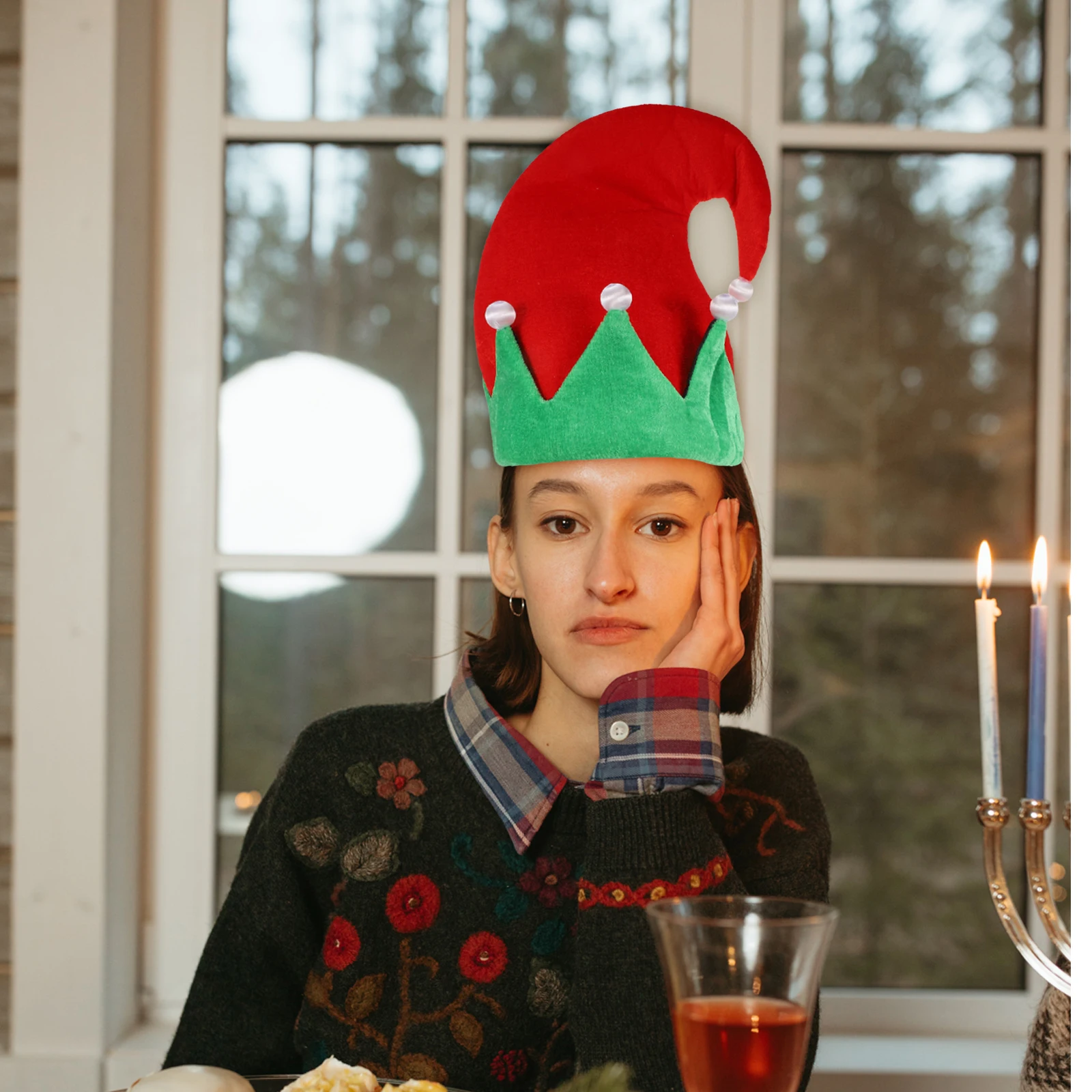 

2 PCS Elf Hat Xmas Celebration Cosplay Hats Christmas Accessories Accessory Headdress Props Decorative Cloth Costume