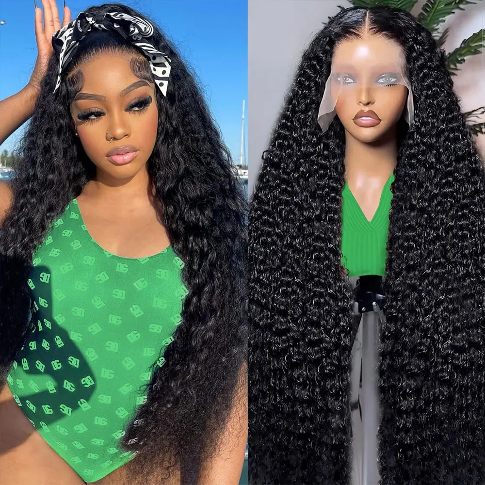 

40 42 Inch Deep Wave Frontal Wig 13x6 HD Transparent Curly Human Hair Lace Front Wigs 5X5 Gluless Deep Curly Lace Closure Wig