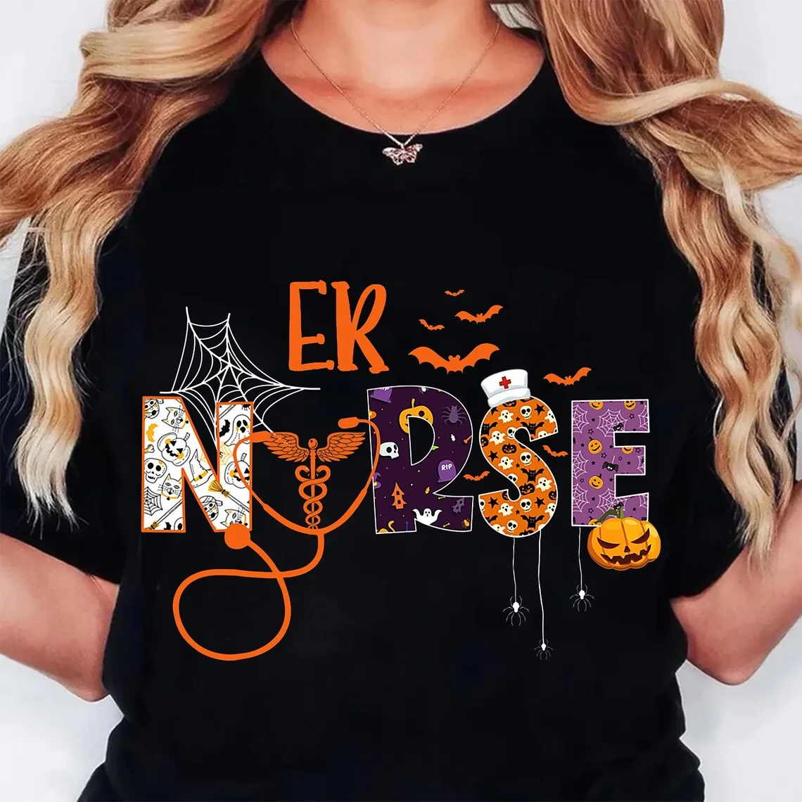 Emergency Room Nurse Halloween Printed T-Shirts Casual T-Shirts with Short Sleeves Fashion Women'S Tops T-Shirts
