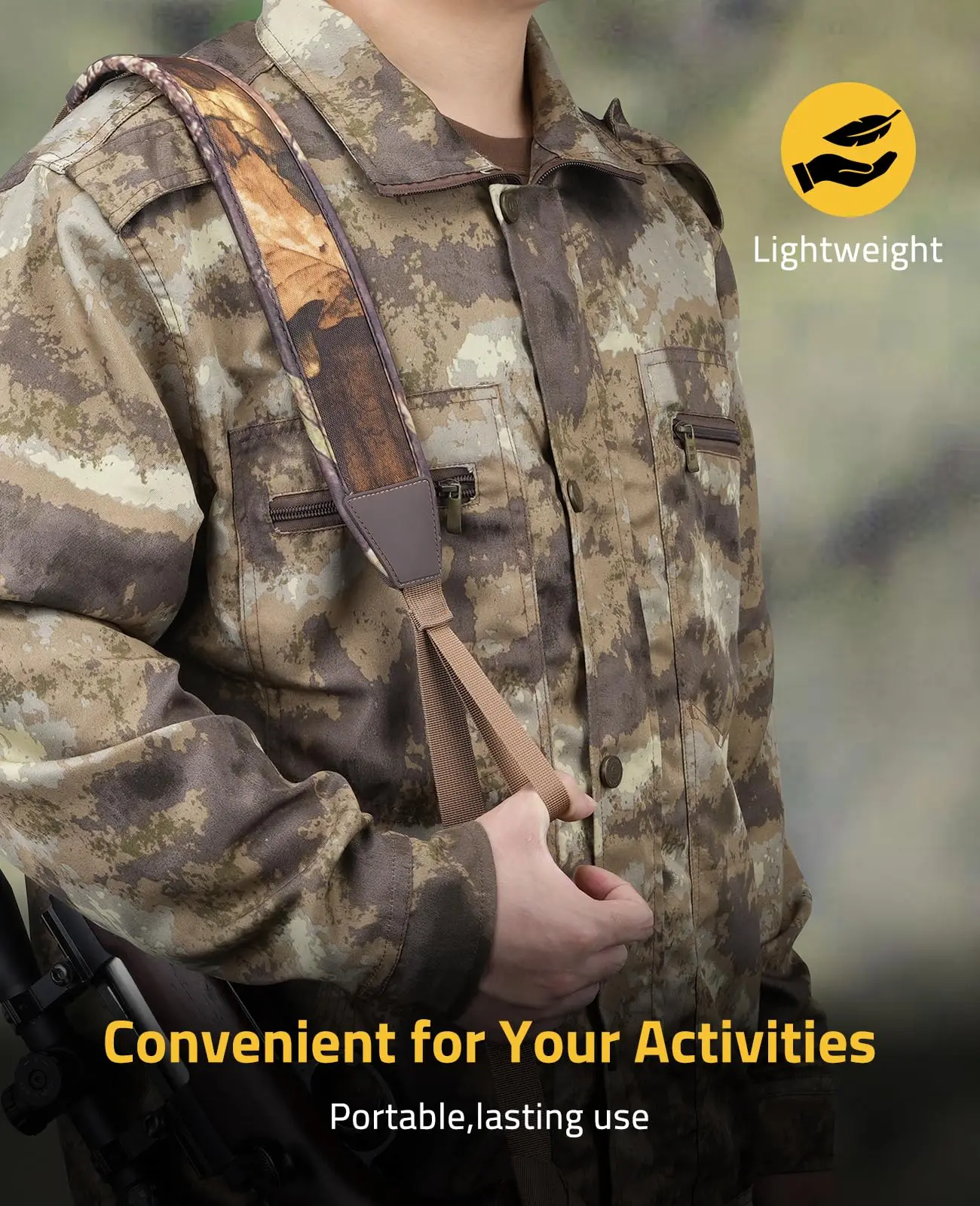 Two Point SlingSling with Wide Neoprene Padded Strap with Metal Swivels Thumb Loop Length Adjustable for Outdoors Hunting