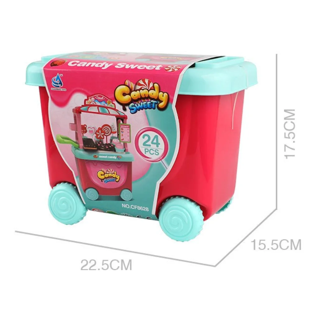 24 pièces magasin chariot crème glacée bonbons chariot jouet pushable bricolage enfants semblant jouer jouets amovible chariot de rangement
