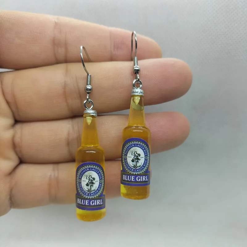 Yungqi Fashion Resin Beer Bottle Earring Creative Simulation of Mineral Bottles Earrings Cute Handmade Earrings Womens Jewelry