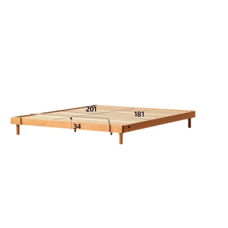 

Small apartment tatami, Japanese-style solid wood double bed, cherry wood furniture 1.5 meters bed