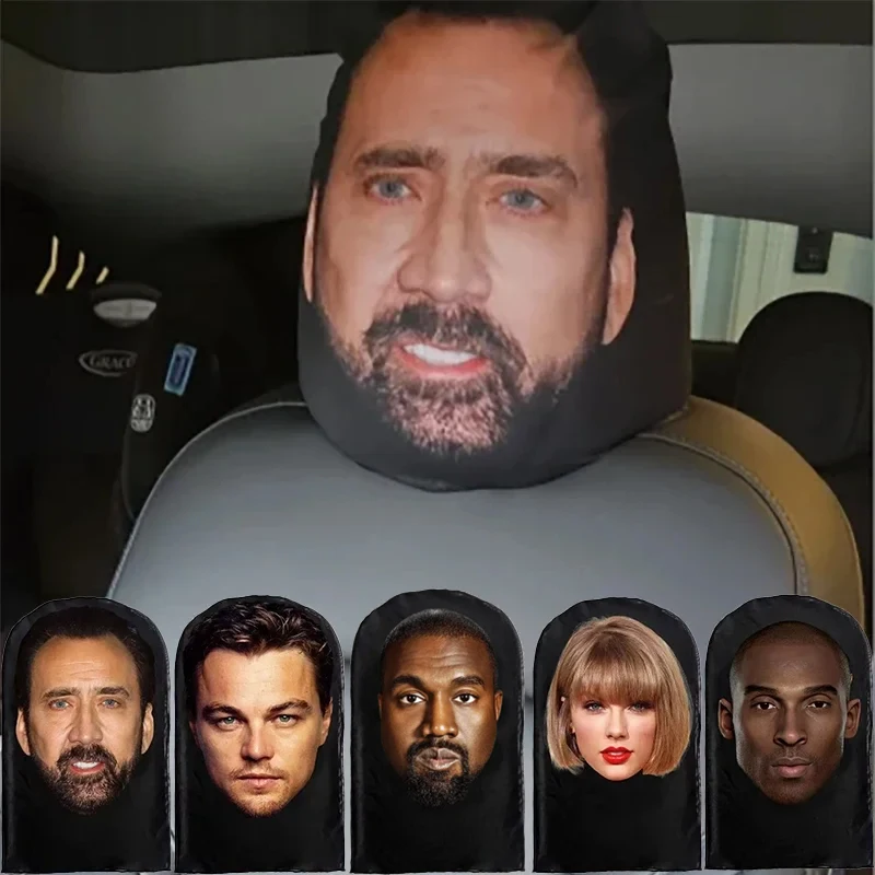Car Seat Headrest Full Face Cover Visual Mesh Simulation Kanye Kobe Mask Cosplay For Car Interior Seats Halloween Decoration