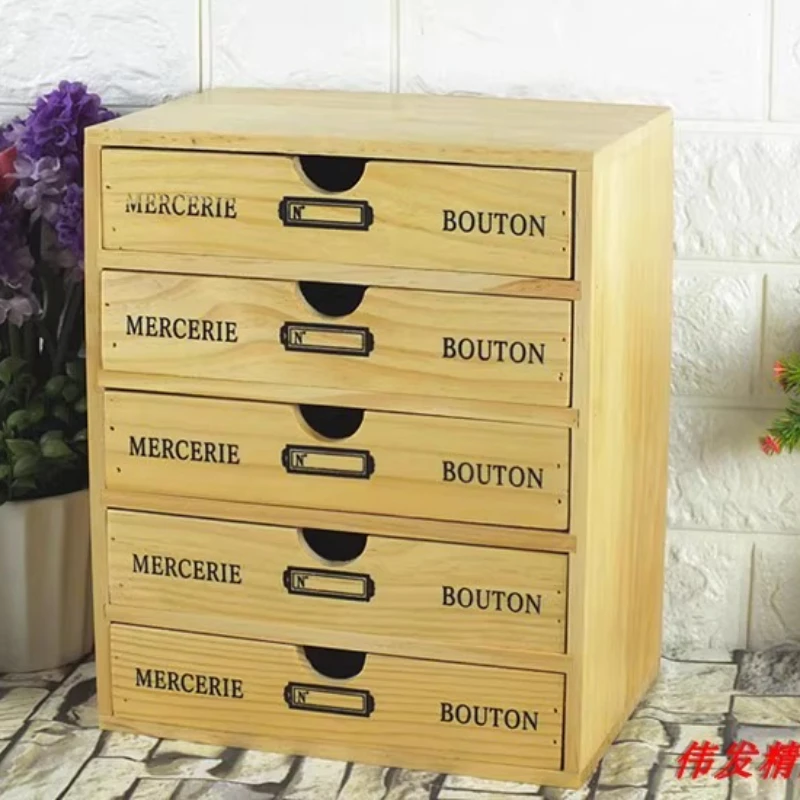 Wooden Multi-layer Drawer Storage Organizer Household Desktop Cosmetics Makeup Stackable Storage Box Cabinet Office Table Boxes