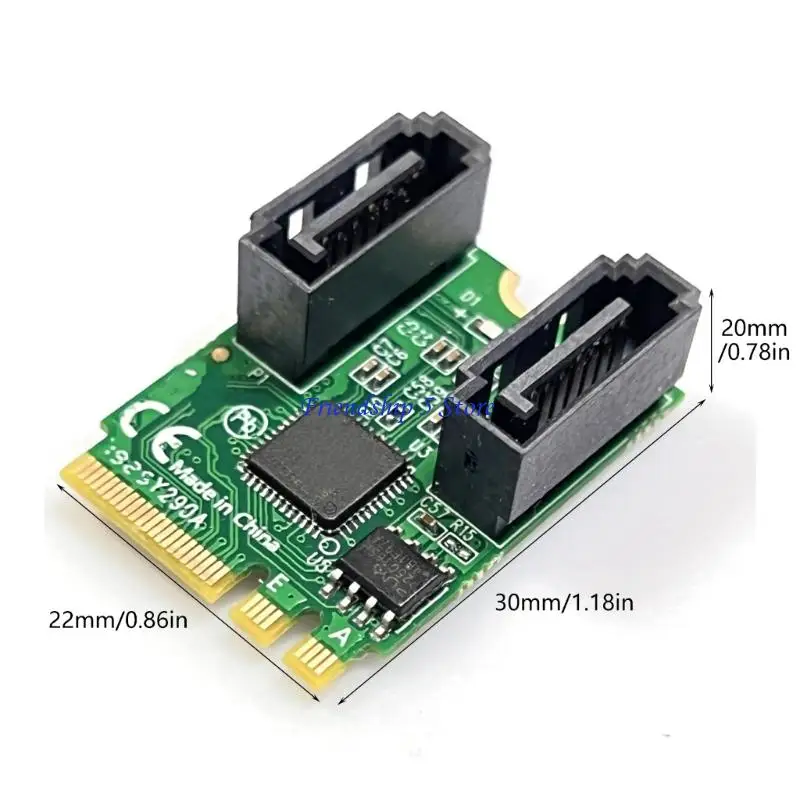 T8WC M.2 A+E คีย์ไปยัง 2 พอร์ต SATA3.0 ตัวแปลงการ์ดส่วนขยายตัวที่ส่งมอบอะแดปเตอร์ขยายการถ่ายโอน 6Gbps ASM1061 ชิป