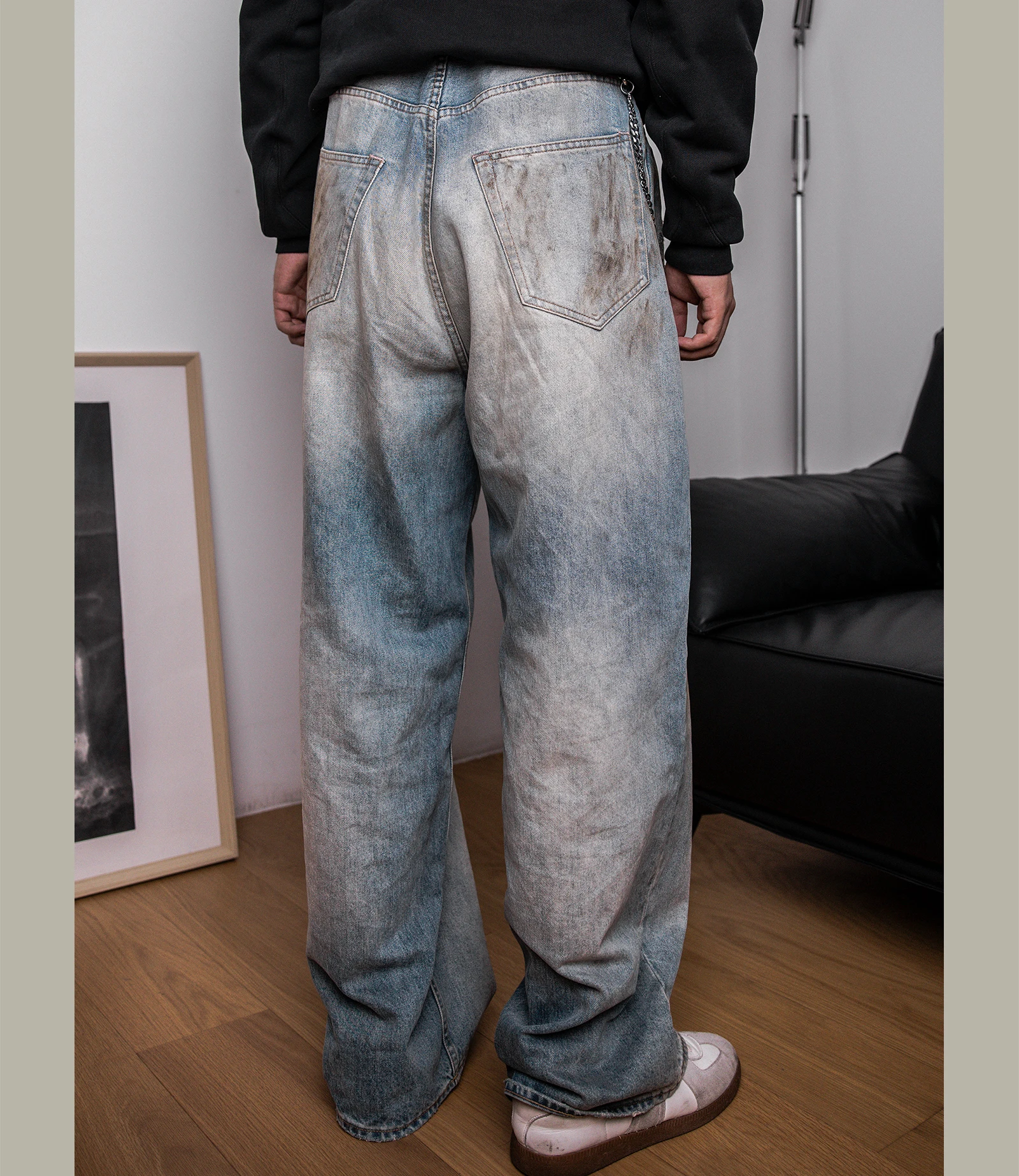 AC2023-0001 Red Tornado High Waist Good Quality  Washed Loose Fitting Denim Pants 100% Cotton Heavy Thick Jean 14oz