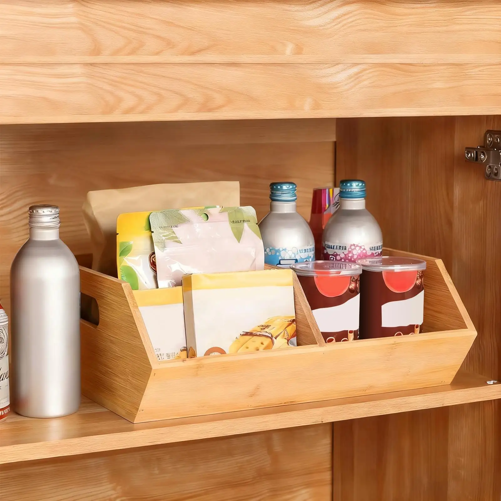 Pantry Organizer Wooden Organizer Stackable Storage Pantry Bins for Kitchen Bathroom Food Snack Potato Onion Home view 3