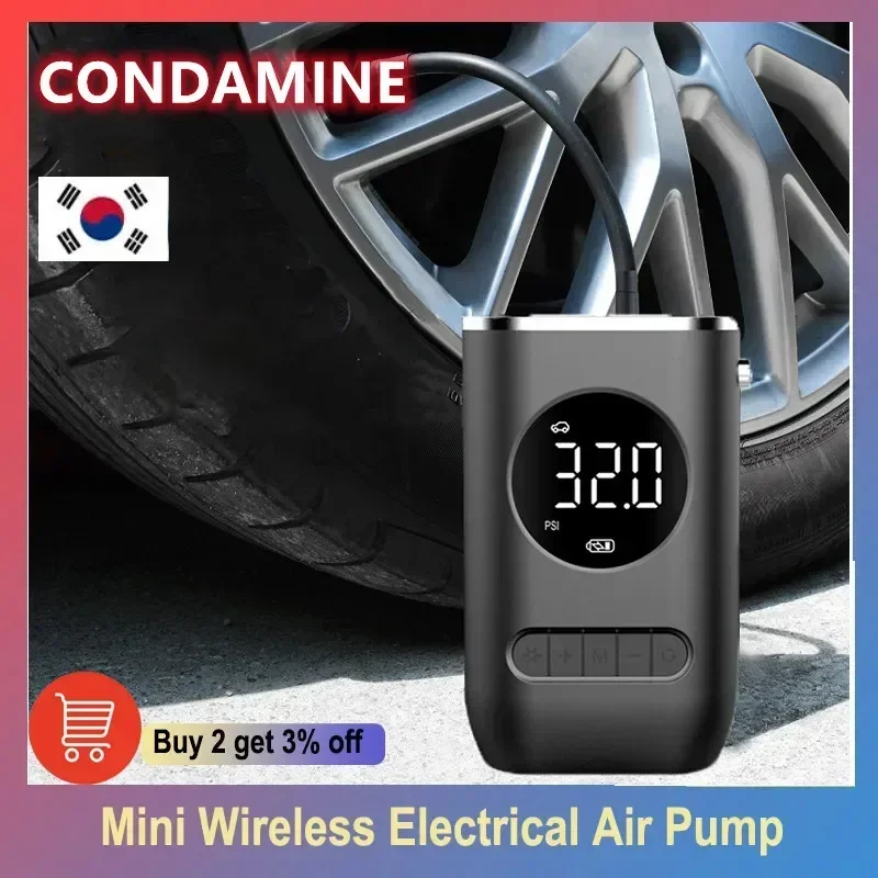 

Smart Electrical Air Pump Mini Portable Wireless Tire Inflatable deflate Inflator 12V Air Compressor Pump Car