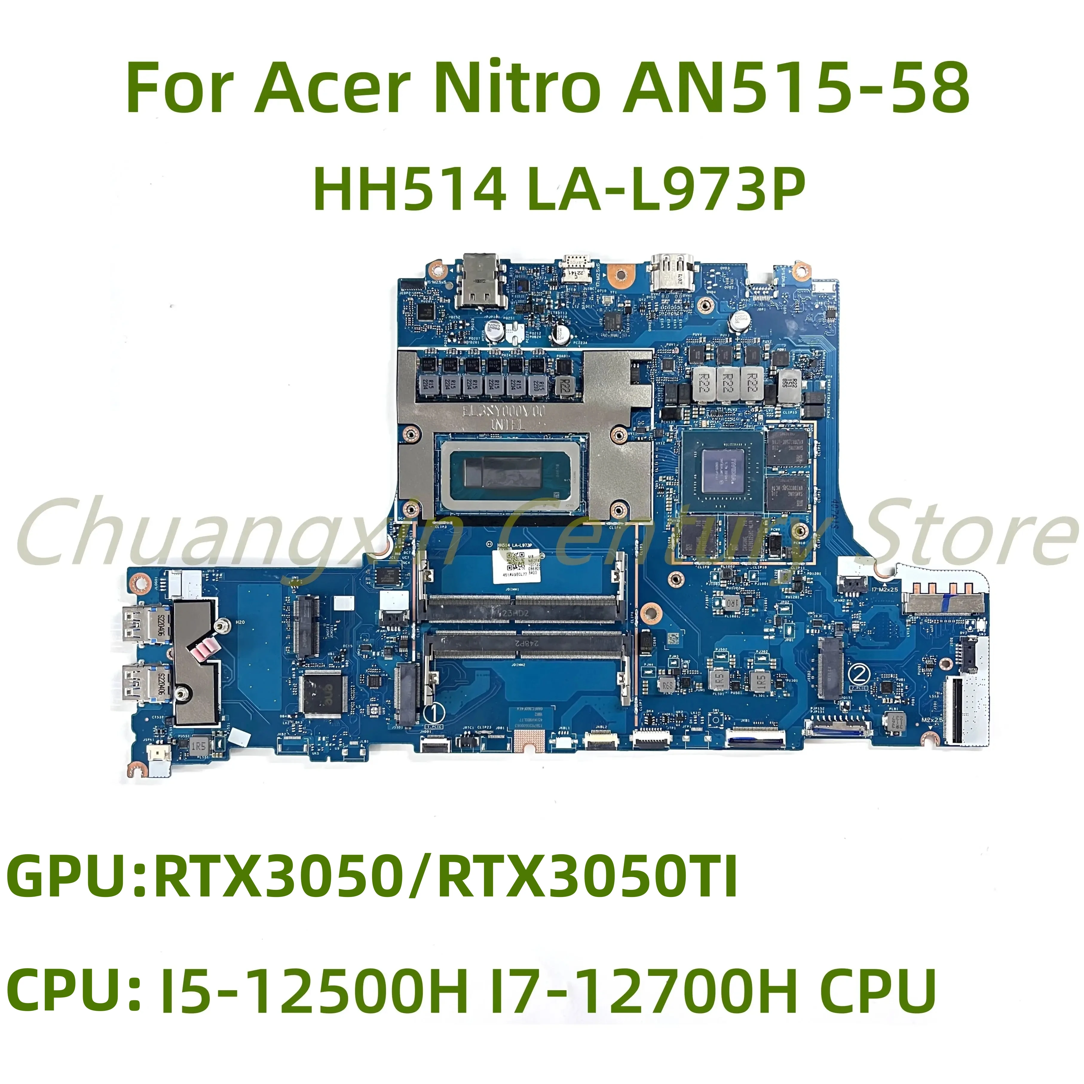 Suitable for Acer Nitro AN515-58 laptop motherboard HH514 LA-L973P with I5 I7-12TH CPU RTX3050/RTX3050TI 4G GPU 100% Tested Full