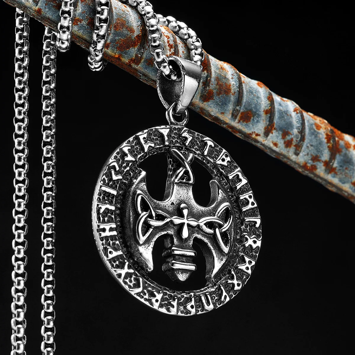 

Viking Runes Celtic Knot Men Necklaces With Pendant Stainless Steel Jewelry Retro For Male Women Punk Hip Hop Gifts Wholesale